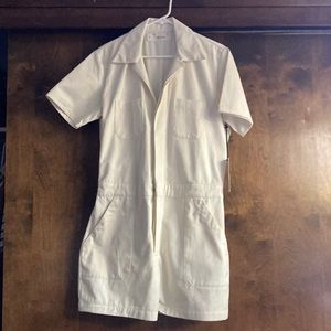 Madewell WVN White Romper Short Coveralls size Large womens Organic Cotton NWT
